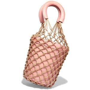 Staud Large Pink Moreau Cage Bucket Bag